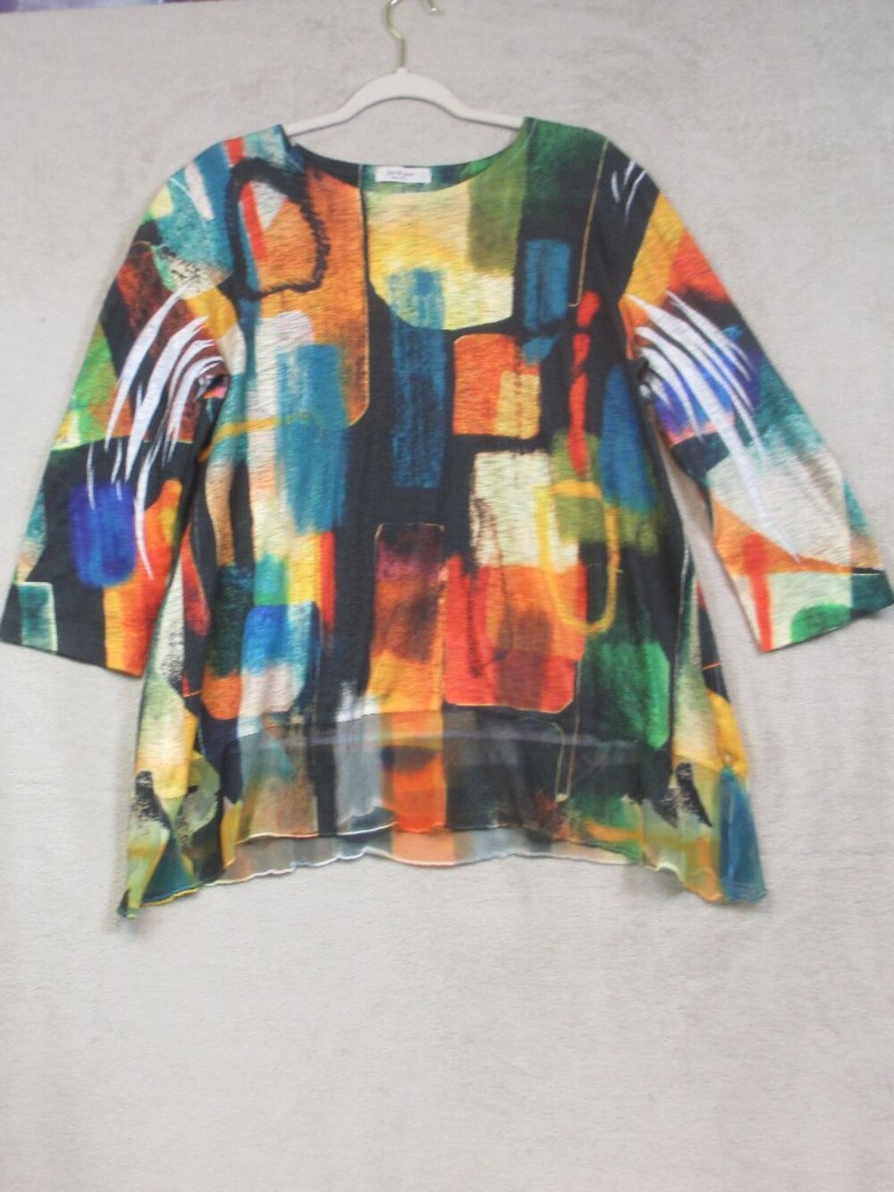 Jess & Jane Size L Miami Tunic Top Abstract Art Made in USA Colorful